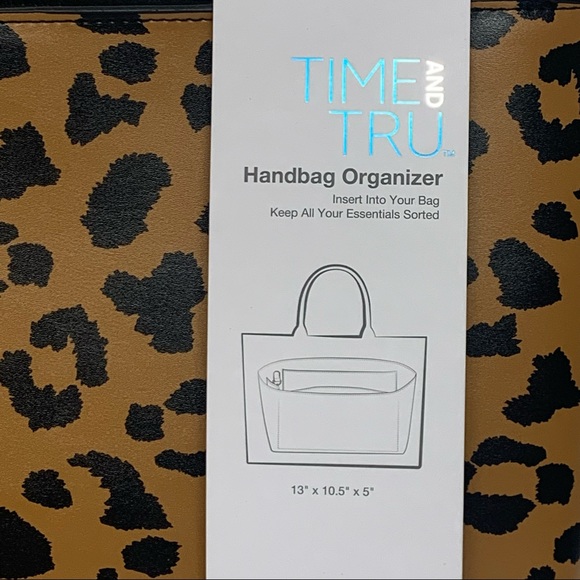 NEW Time and Tru 13" X 10.5" X 5" Cheetah Handbag Organizer Insert NWT - Picture 3 of 6
